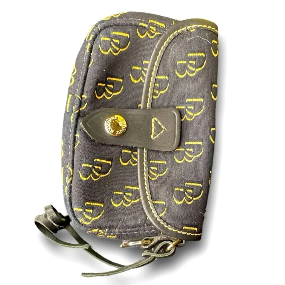 DOONEY & BOURKE 🪢 1975 SIGNATURE COLLINS FLAP CLUTCH IN BLACK & YELLOW - Picture 2 of 14